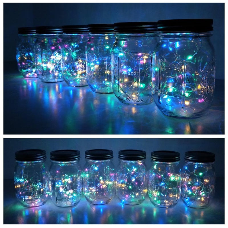 Decorman Solar Mason Jar Lid Lights, 6 Pack 10 LED Waterproof String Fairy Star Firefly Jar Lids Lights for Patio Garden Yard Lawn Party Wedding Christmas Decoration(Jars & Hangers Not Included) - Image 5